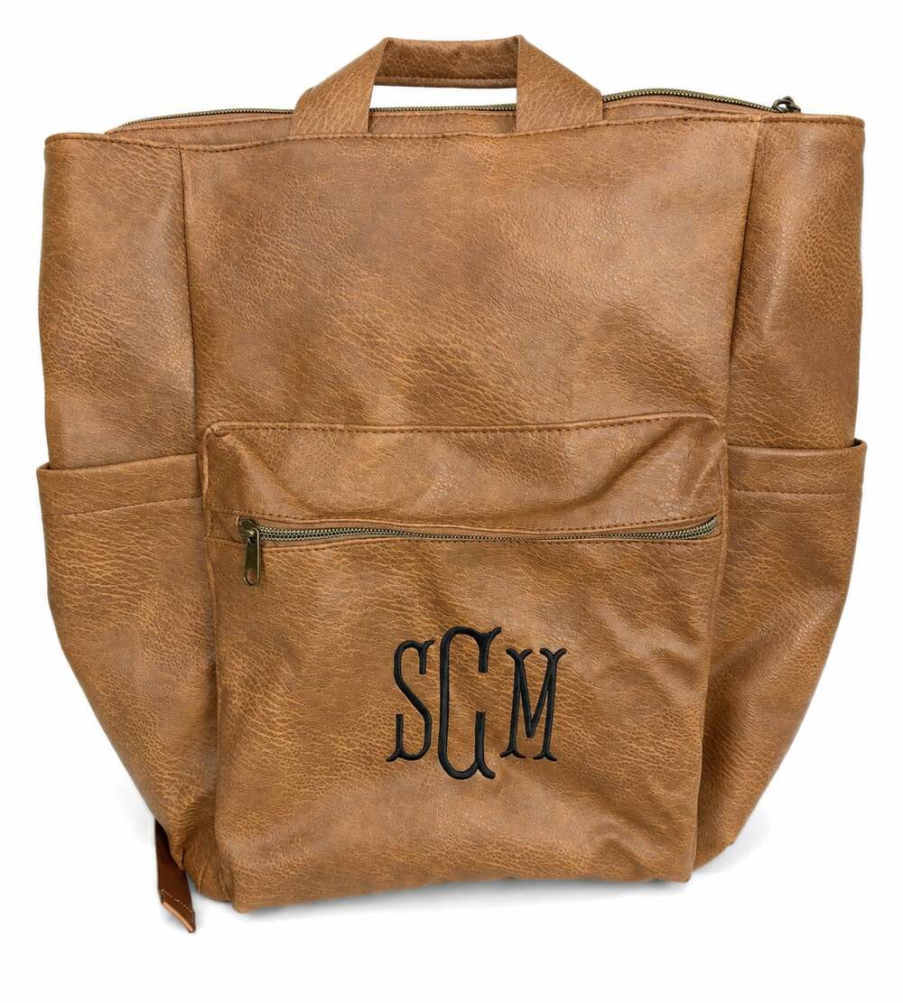 Marley Lilly Monogrammed Commuter Faux Leather Backpack